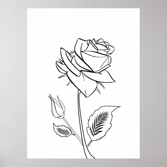 Poster de Desenho da Flor do Rosa bonito (Frente)