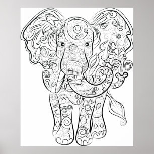 Poster de desenho de elefante para adultos