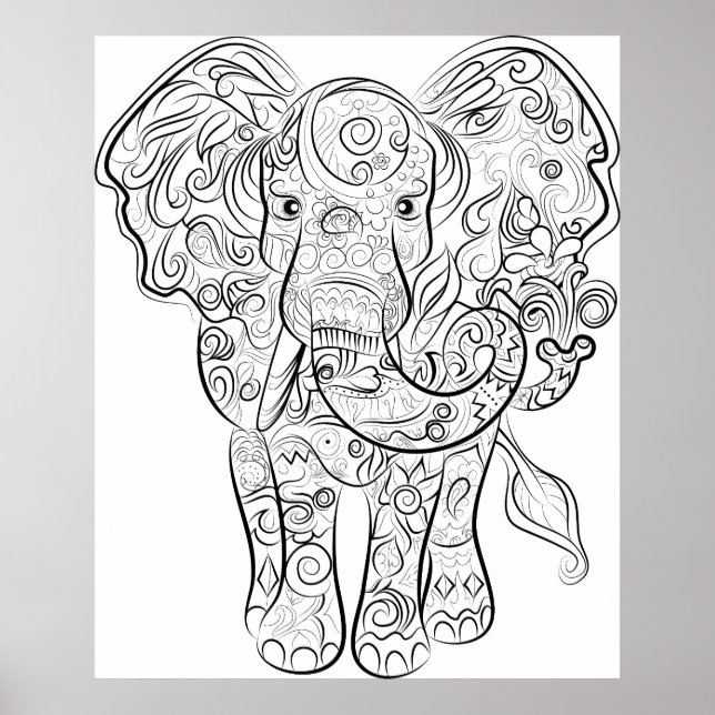 Poster de desenho de elefante para adultos (Frente)