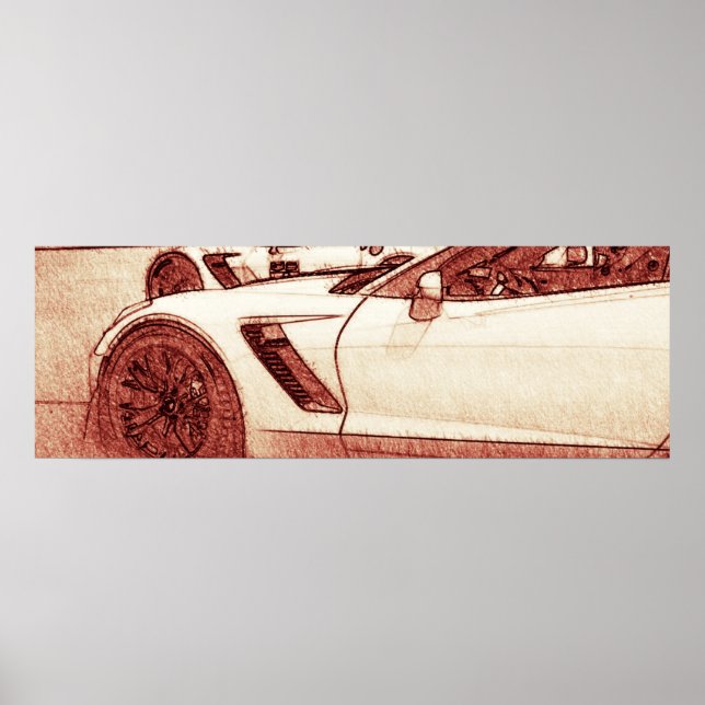 Poster de desenho do Corvette C7R Z06 (Frente)