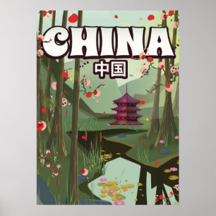 Poster de desenho do Jardim de Água da China