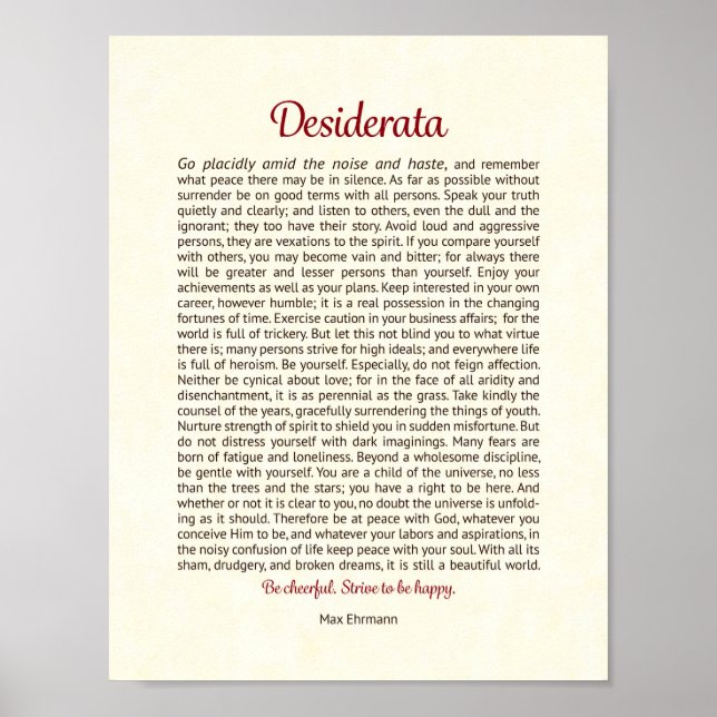 Poster de Desiderata (Frente)