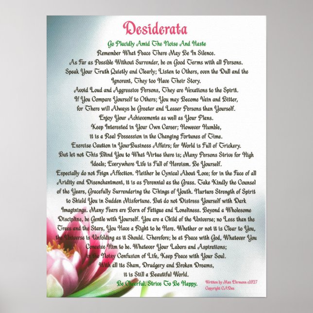 POSTER de DESIDERATA Max Ehrmann-Lotus Lilly Pad (Frente)