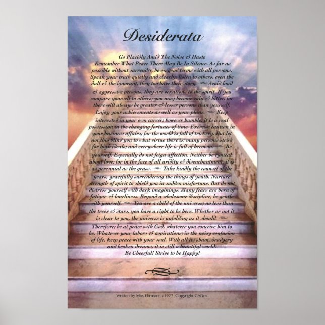 POSTER de DESIDERATA na entrada do céu (Frente)