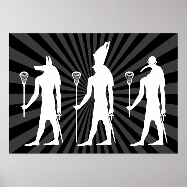 Poster de deuses de Lacrosse - branco no escuro (Frente)