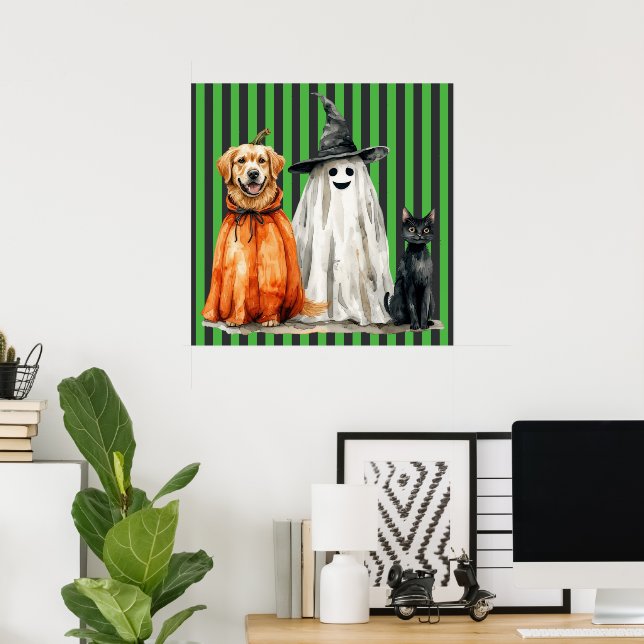 Poster de Dia das Bruxas de Gatos e Cães (Escritório em casa)