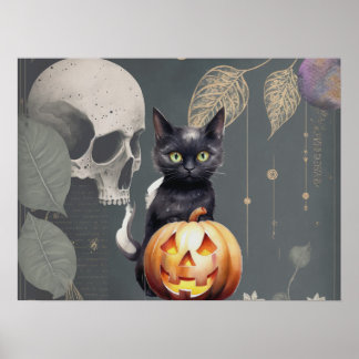 Poster de Dia das Bruxas Negro Spooky