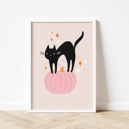 Poster de Dia das Bruxas Rosa de Gato Negro