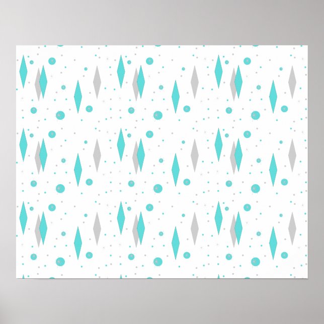 Poster de Diamante e Starburst de Turquoise Retro (Frente)
