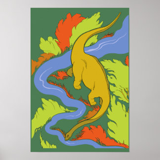 Poster de diplodocus sedento.