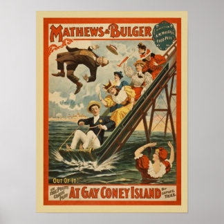 Poster de Diversão da Ilha Vintage Coney