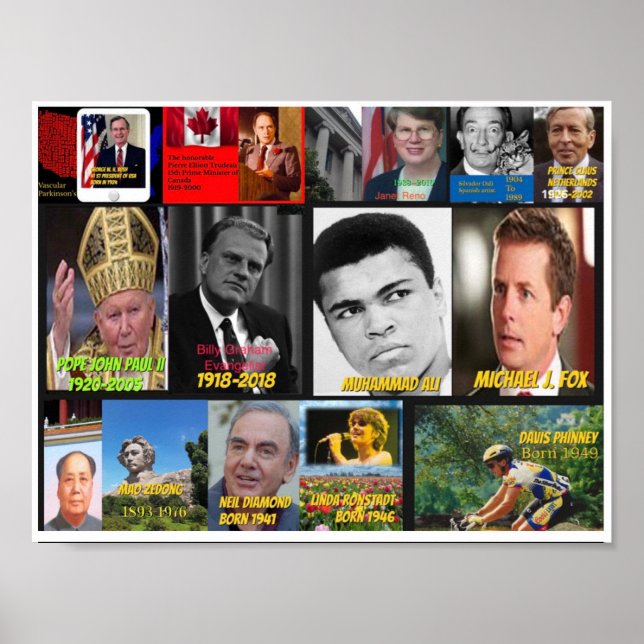 Poster de doentes de Parkinson famosos (Frente)