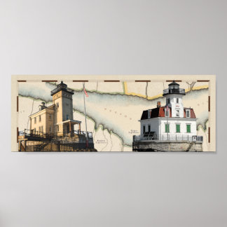 Poster de dois faróis, Rondout & Esopus