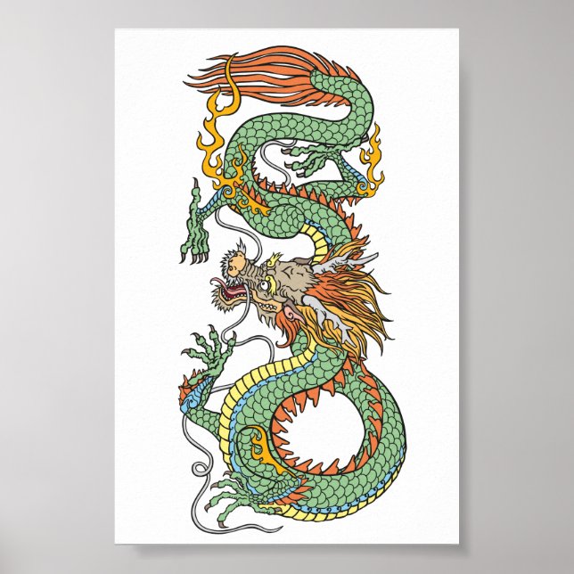 Poster de dragão chinês tradicional (Frente)
