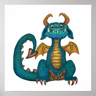 Poster de Dragão de Cartoon (não assinado - sem fu