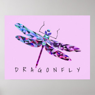 Poster de Dragonfly Colorida Geométrica bonito