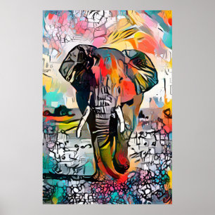 Poster de Elefante Abstrato colorido