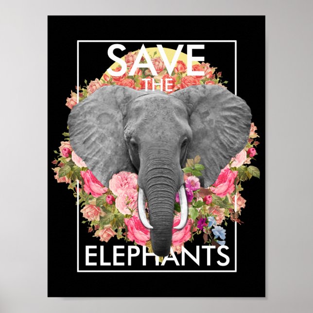 poster de elefante floral (Frente)