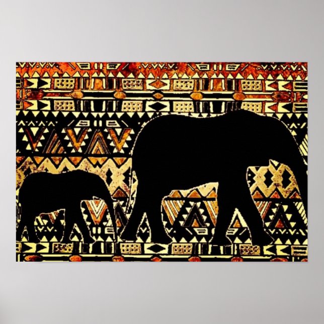 Poster de elefantes africanos tribais (Frente)