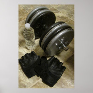 Poster de elevação de peso e exercícios