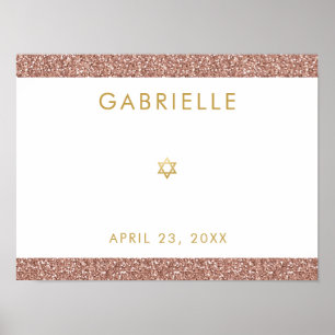 Poster de Entrada de Glitter Dourado Rosa do Bat M