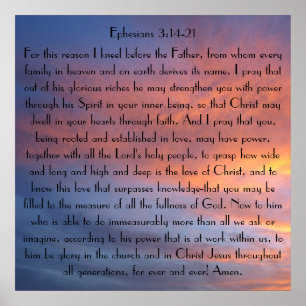 Poster de Ephesians 3 da oração do verso da bíb
