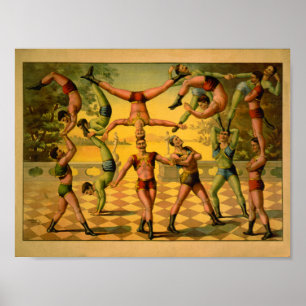 Poster de equilíbrio do circo das acrobatas