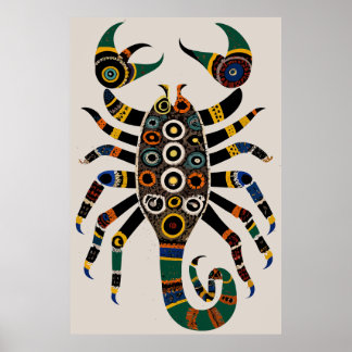 Poster de escorpião de arte tribal original