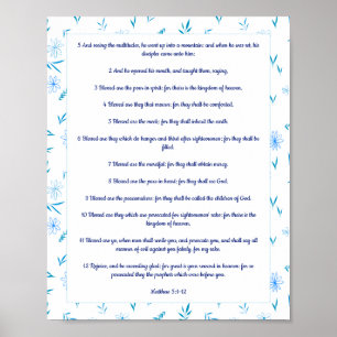 Poster de Escritura de Fronteira Floral Matthew 5: