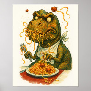 Poster de espaguete de alimentação T-Rex