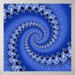 Poster de espiral azul-fractal duplo
