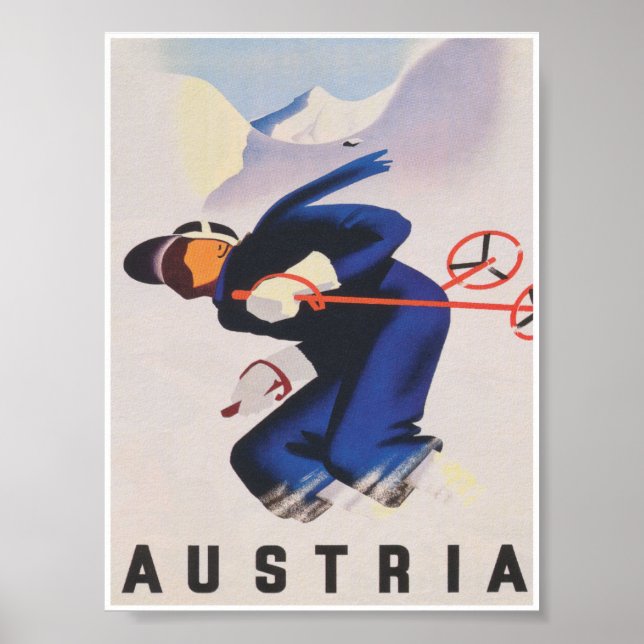 Poster de Esqui de Áustria Vintage (Frente)