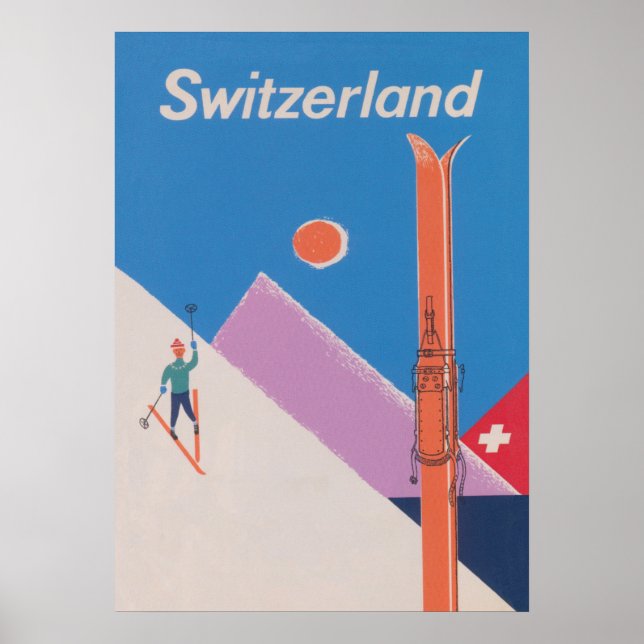 Poster de Esqui de Imagem Retroativa da suiça (Frente)