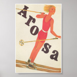 Poster De Esqui De Suiça De Arosa