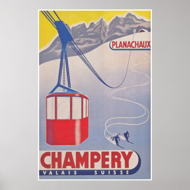 Poster de Esqui de Suiça de Champery (Frente)