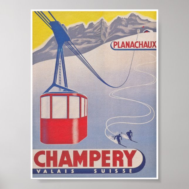 Poster de Esqui de Suiça de Champery (Frente)