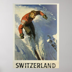 Poster de Esqui de Suiça de Vintage