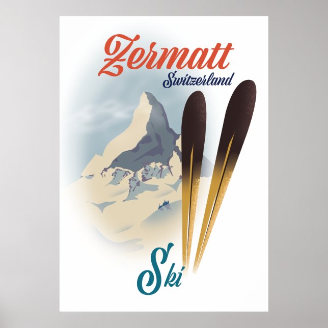 Poster de esqui de Suiça Zermatt (Frente)