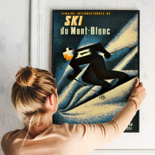 Poster de Esqui Francês Chamonix Mont Blanc Vinta