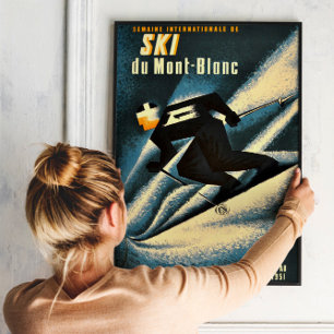 Poster de Esqui Francês Chamonix Mont Blanc Vinta
