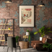 Poster de Esqui Francês Chamonix Mont Blanc Vintag