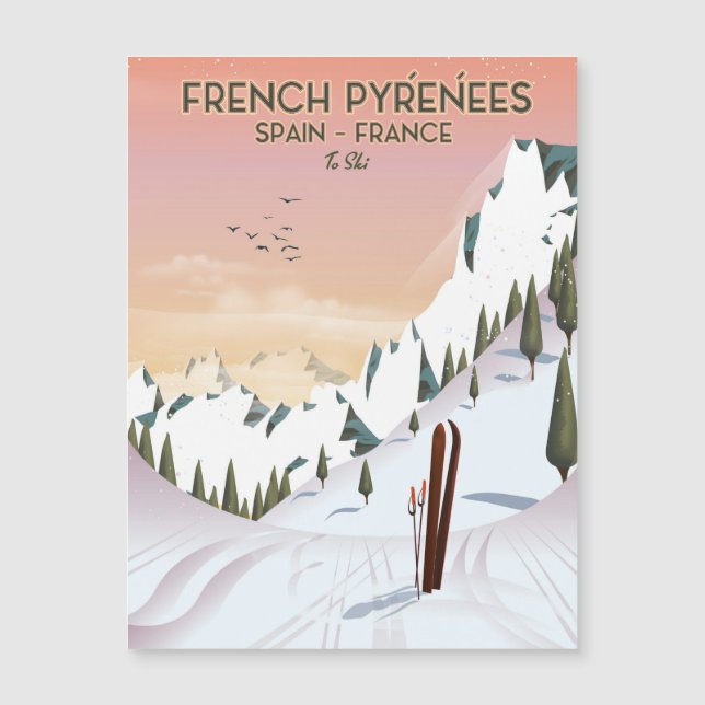 Poster de Esqui francês Pyrénées (Frente)