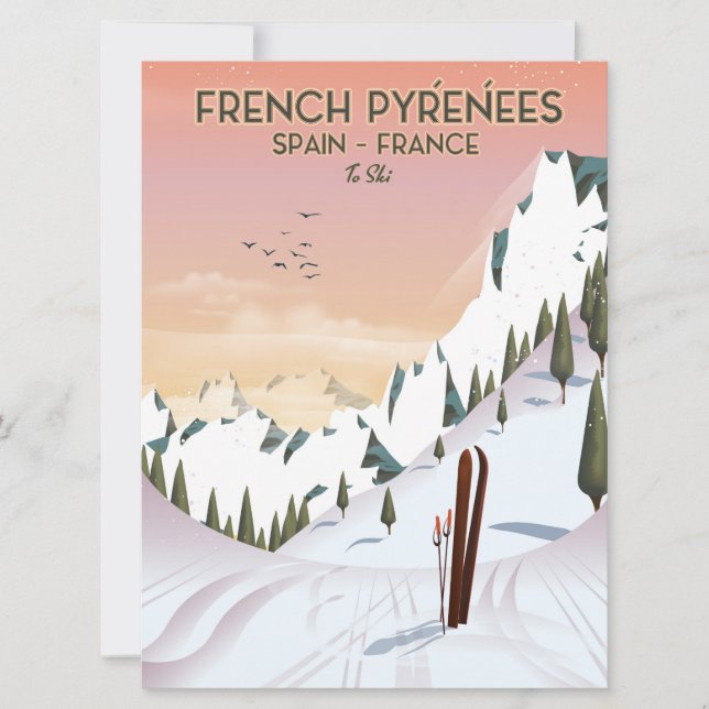 Poster de Esqui francês Pyrénées (Frente)