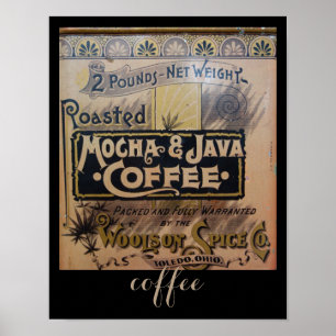 poster de estanho de café antigo em castanho
