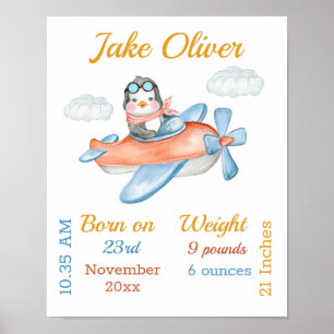 Poster de Estatuagens de Menino Azul no Avião de 
