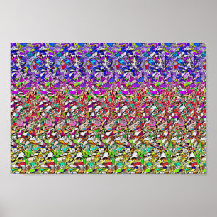 Poster de estereograma 3D oculto, borboleta em uma