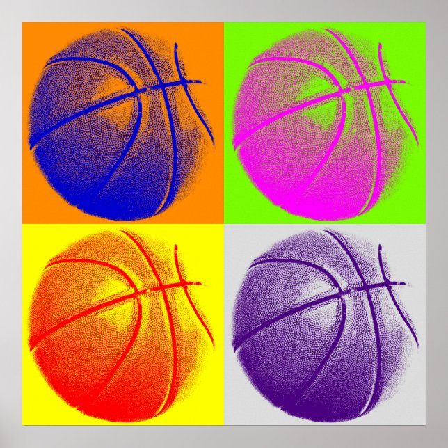 Poster de Estilo Retroativo de Basquete com Pop de (Frente)