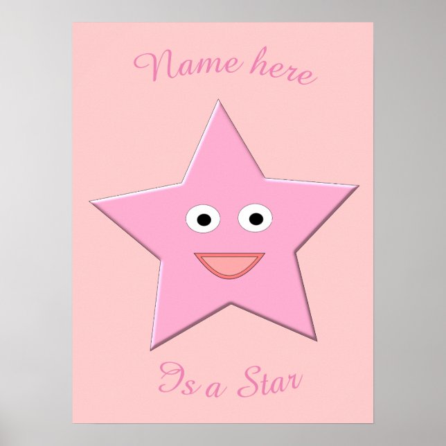 Poster de estrelas rosa bonito (Frente)
