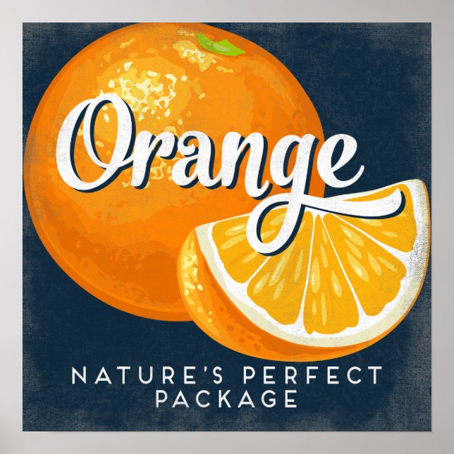 Poster de Etiqueta de Fruta de Imagem Laranja (Frente)