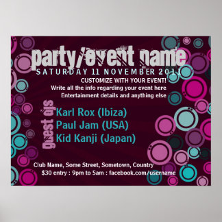 Poster de Evento do Partido Funky Bubbles